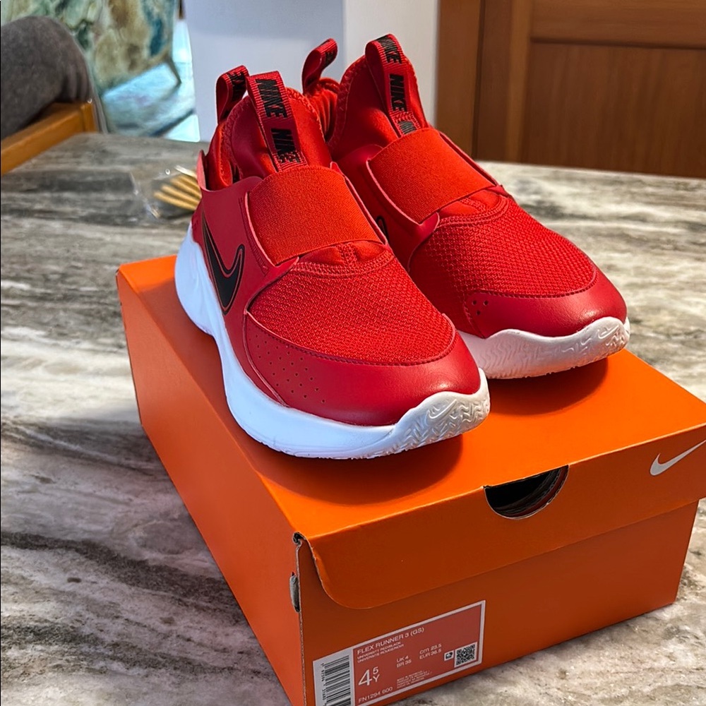 Nike Red Sneakers with Slip-On Design and Cushioned Sole